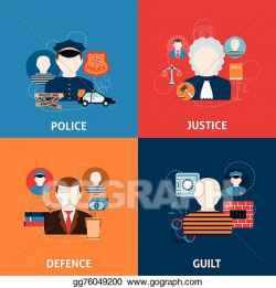 Vector Stock - Crime and punishments flat icons composition ...