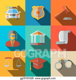 EPS Illustration - Law, justice flat icons set - scales ...