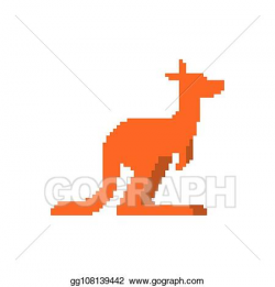Clip Art Vector - Kangaroo pixel art. wallaby 8 bit ...