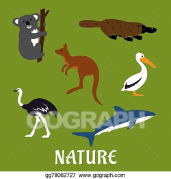 Vector Stock - australian animals and birds flat icons ...