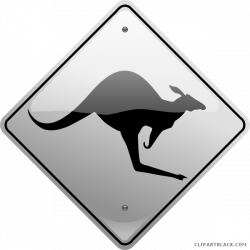 Kangaroo Road Sign Animal free black white clipart images ...