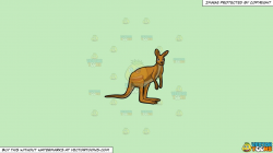 Clipart: A Lovely Kangaroo on a Solid Tea Green C2Eabd Background