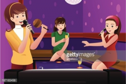 Female Friends Singing Karaoke premium clipart - ClipartLogo.com