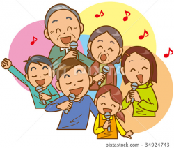 Karaoke family - Stock Illustration [34924743] - PIXTA