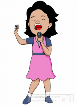 Young female singer holding microphone performing clipart ...