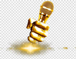 Gold hand holding microphone illustration, Karaoke Studio ...