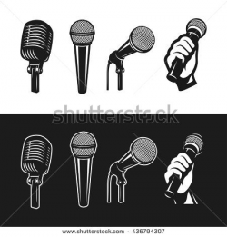 Set of monochrome microphones. Karaoke related design ...