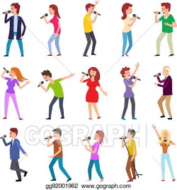 Vector Illustration - Singing characters isolated. man woman ...