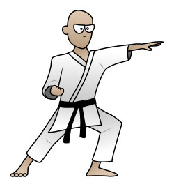 Drawing a cartoon karate man