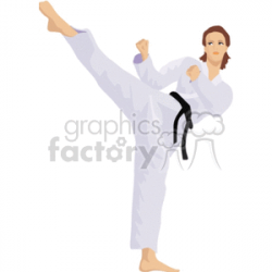 female doing a karate kick clipart. Royalty-free clipart # 169376