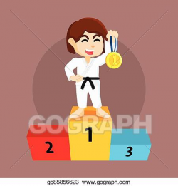 EPS Illustration - Karate girl gets medal. Vector Clipart ...