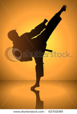 Silhouette of a Karate Man Doing Standing Side Kick Clipart ...