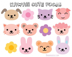 kawaii Clipart - Animal Face Clip - Kawaii Animal Heads Clip Art