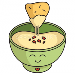 Cute Kawaii Queso Bowl with Cheesy Chip Buttons small 1'' (5-pack) - white