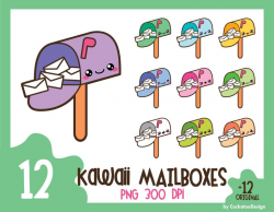 35% OFF, Kawaii clip art, kawaii happy mail clip art, mailbox clipart, cute  mailbox clipart, kawaii letter clipart, Commercial Use