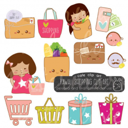 Kawaii Shopping Clipart/grocery clipart/money clipart/mail clipart/Instant  Download - Commercial Use Clipart/Kawaii Planner Clipart