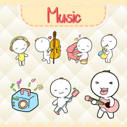 Music Clipart - Kawaii Design Download - Cute Music Clipart - Hand drawn -  Planner Stickers Clipart - Clip art Instant Download PNG file
