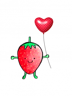 kawaii strawberry balloon ftestickers...