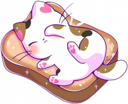 kawaii cute kitty cat toast sleep...
