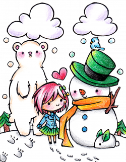 28+ Collection of Kawaii Snowman Drawing | High quality, free ...