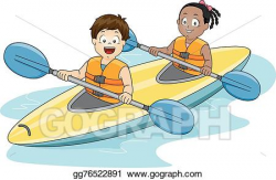 Vector Illustration - Kids kayaking. Stock Clip Art ...