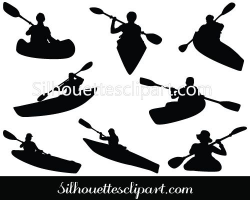 Kayaking Silhouette Vector | stencils | Silhouette vector ...