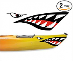 welddecals Shark Teeth Mouth Decal Stickers Kayak Canoe Jet Ski Hobie  Dagger Ocean Boat