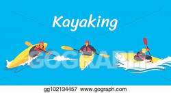 EPS Vector - Kayaking illustration set. Stock Clipart ...