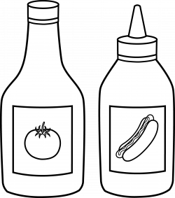 Ketchup and Mustard Line Art - Free Clip Art