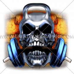 Kettle Bell Skull Chew | Production Ready Artwork for T-Shirt Printing