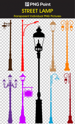 Silhouette Images, Icons and Clip arts of Types of Street Lamps in ...