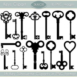 Skeleton Key Clipart Steampunk Clip Art Vintage Keys Silhouette Scrapbooking