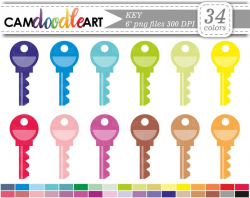 Key Clipart, Office Clipart, Rainbow Keys, Scrapbooking Clipart, Instant  Download Clipart, png file