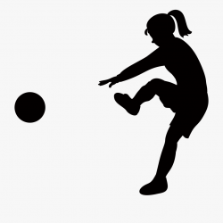 Girl Kicking Soccer Ball Silhouette - Kickball Svg #985041 ...