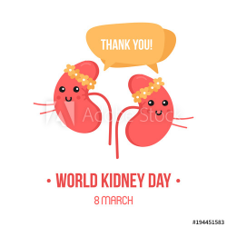 World kidney day card, vector illustration with cute cartoon ...