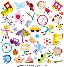 Stock Illustration - Background for kids with different kind ...