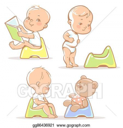 Vector Art - Baby on potty. Clipart Drawing gg86436921 - GoGraph