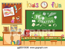 Vector Art - Kindergarten classroom without children ...
