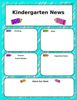 Kindergarten Newsletter Template Editable Worksheets ...