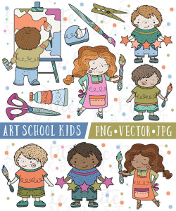 School Kids Clipart, Cute Art Class Clipart, Cute ...