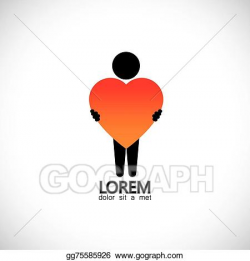 Vector Stock - Icon for person with big heart, kindness ...