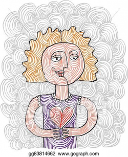 Vector Art - Happy girl in love conceptual illustration ...