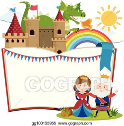 Vector Illustration - Border template with king and queen at ...