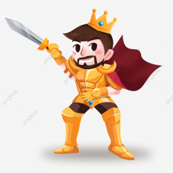 Cartoon Handsome Armor King Holding Sword, Sword, Armor ...