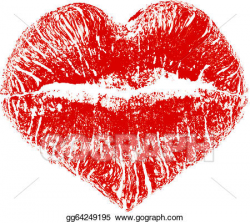 Vector Clipart - Lipstick kiss in heart shape. Vector ...