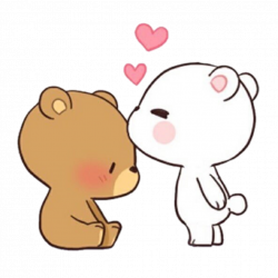 kiss bears cute osos love mochi soft kawaii hearts...