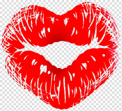Kiss Lip Heart Love , red lips transparent background PNG ...