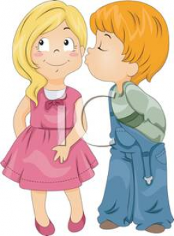 A Couple of Kids Kissing - Royalty Free Clipart Picture