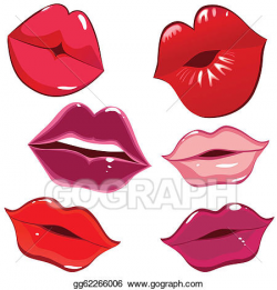 Vector Clipart - Set of glossy lips in tender kiss. Vector ...