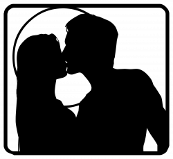 Black silhouette of kissing couple free image